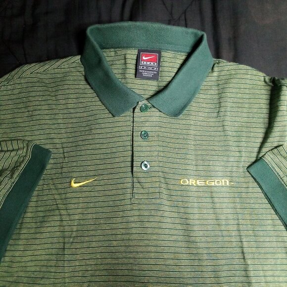 Vintage Nike Team Oregon Ducks Striped Polo Shirt - Picture 1 of 6